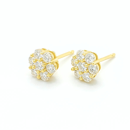 Moissanite Sparkling Flower Cluster Earrings