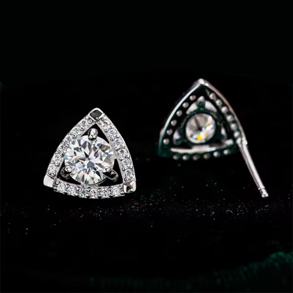 0.5ct Moissanite Earrings Halo Triangle Studs