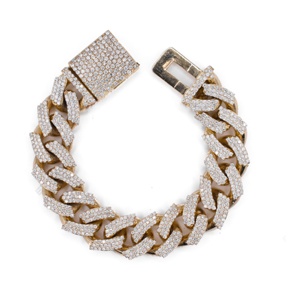 10k Gold Lab Diamond 17mm Cuban Bracelet