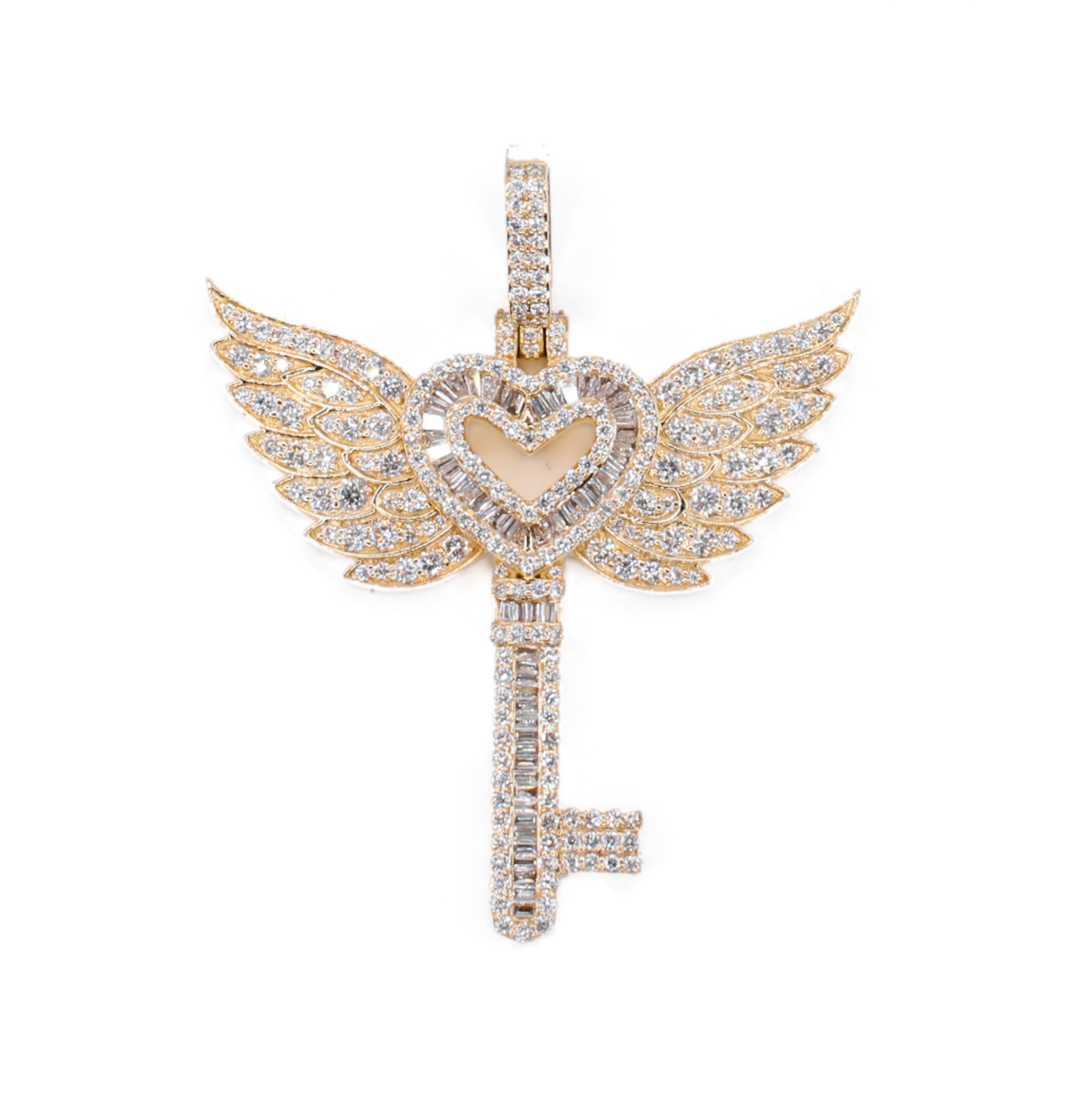 10k Gold Lab Diamond Heart Key Pendant
