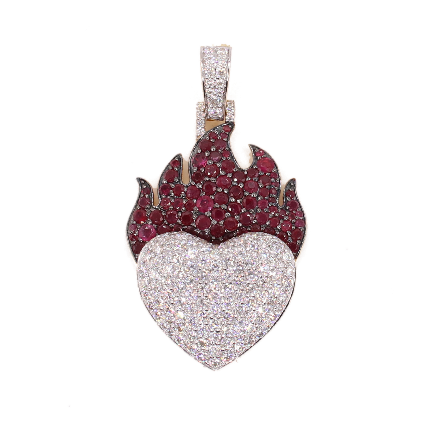10k Gold Lab Diamond Burning Heart Pendant