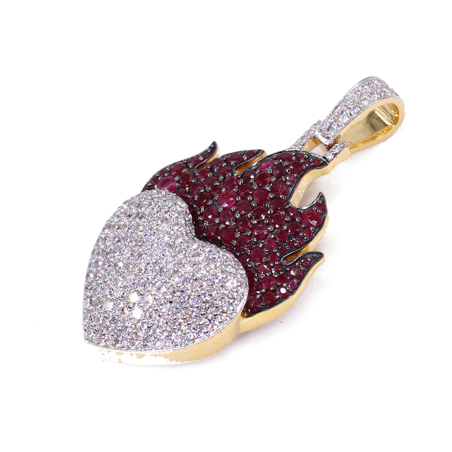 10k Gold Lab Diamond Burning Heart Pendant