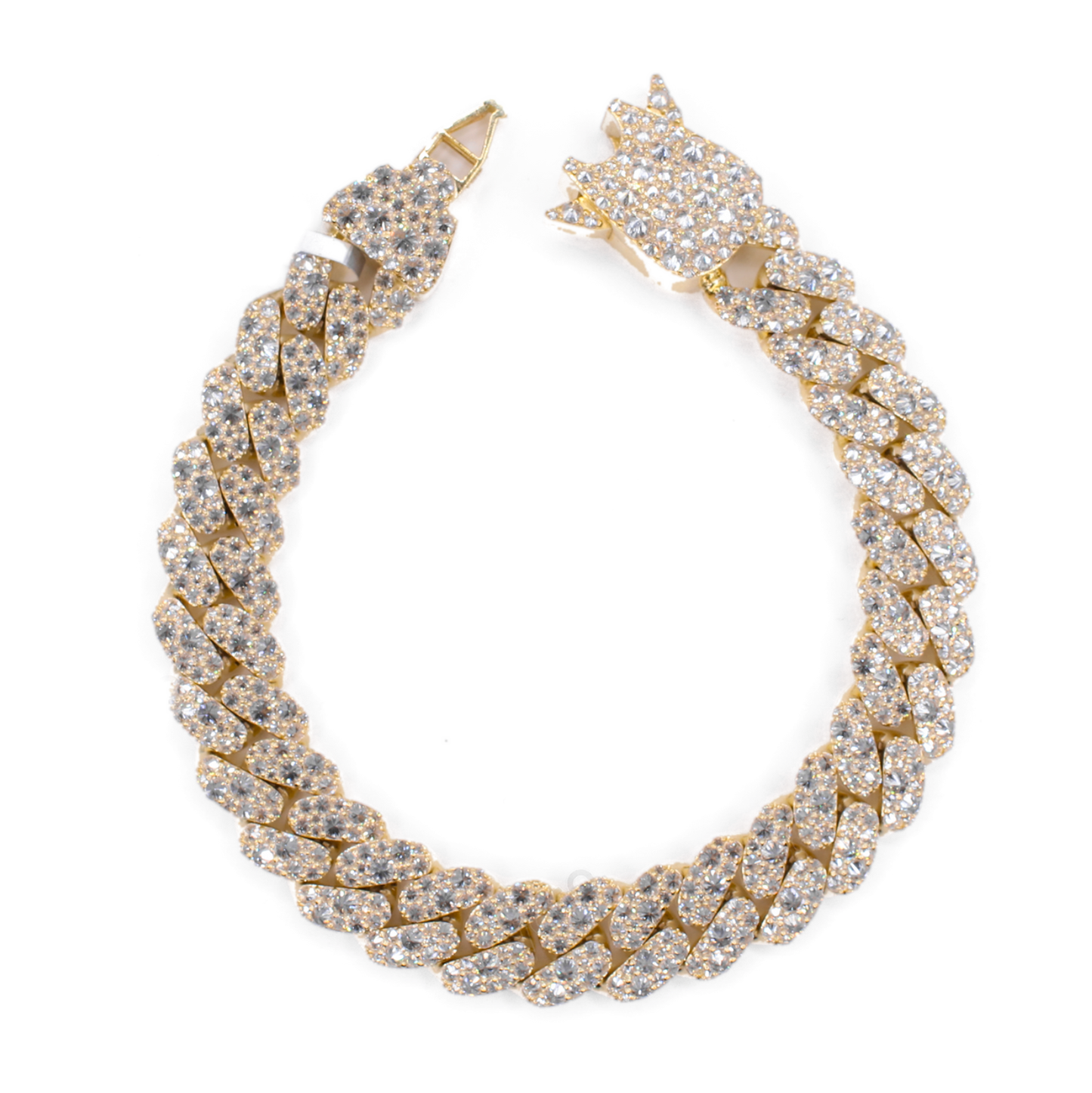 10k Gold Upside Down Lab Diamond 12mm Cuban Bracelet