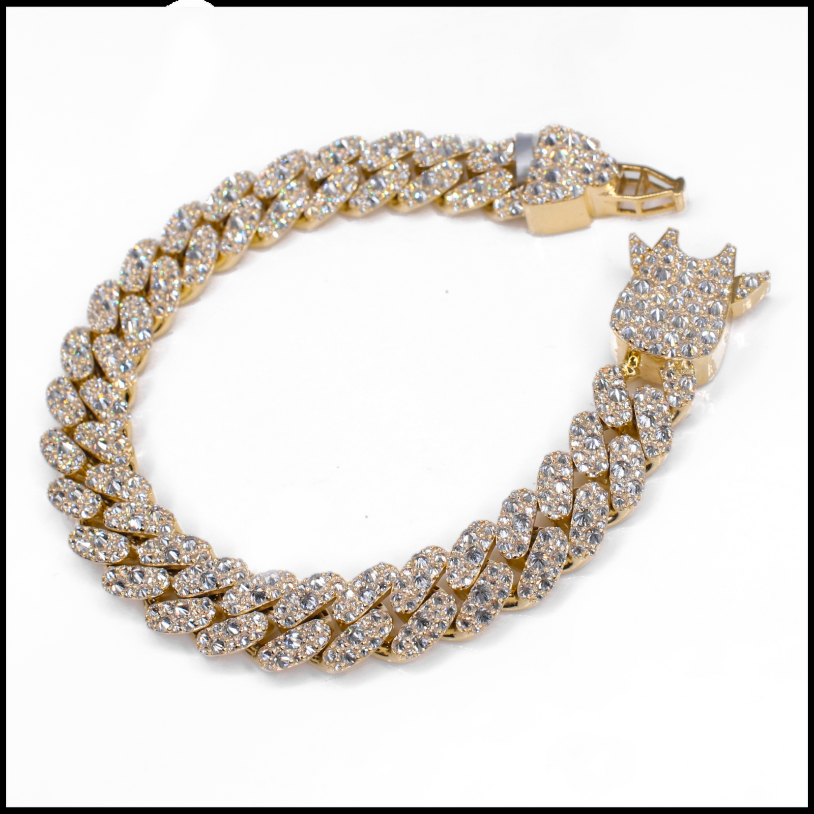 10k Gold Upside Down Lab Diamond 12mm Cuban Bracelet
