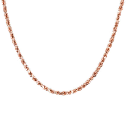 10k Semi-Solid Rose Gold 2.5mm Rope Chain