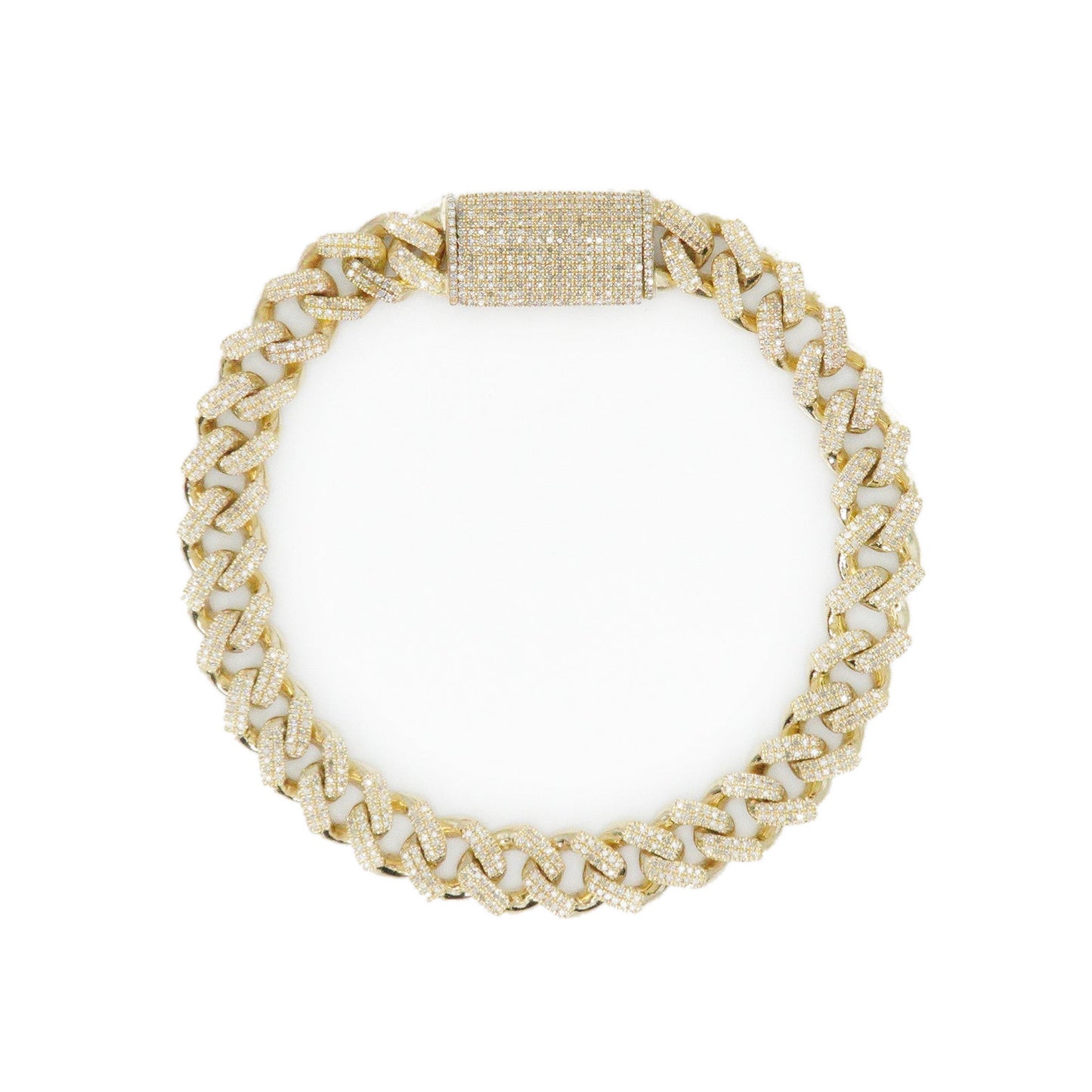 10k Solid Gold 10mm Lab Diamond Cuban Bracelet
