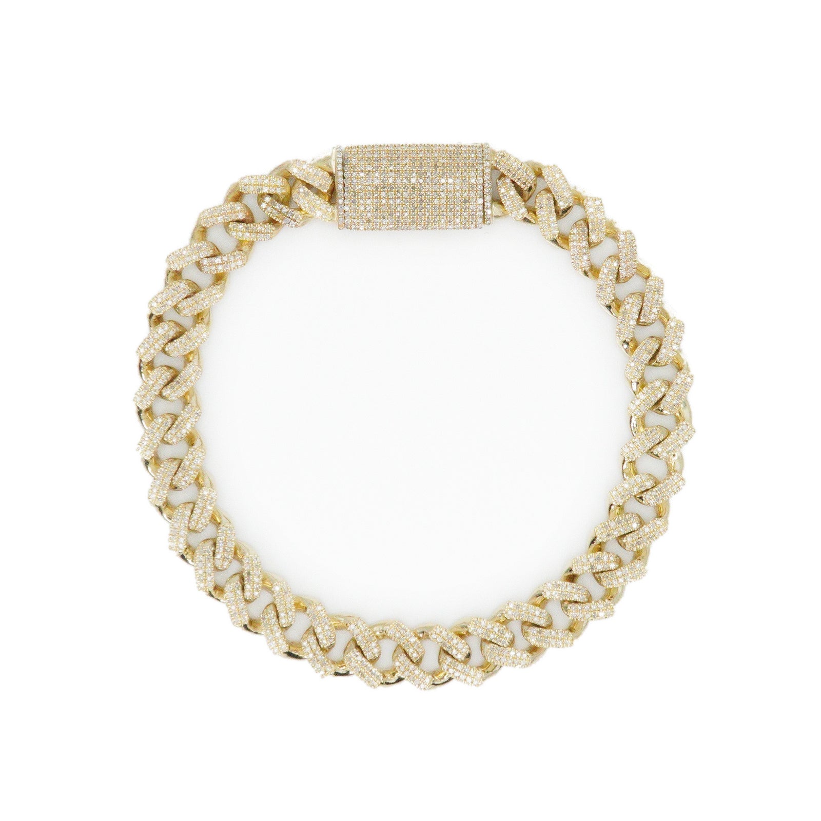 10k Solid Gold 10mm Lab Diamond Cuban Bracelet