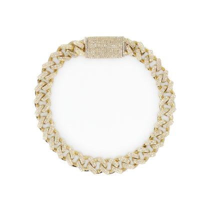 10k Solid Gold 10mm Lab Diamond Cuban Bracelet