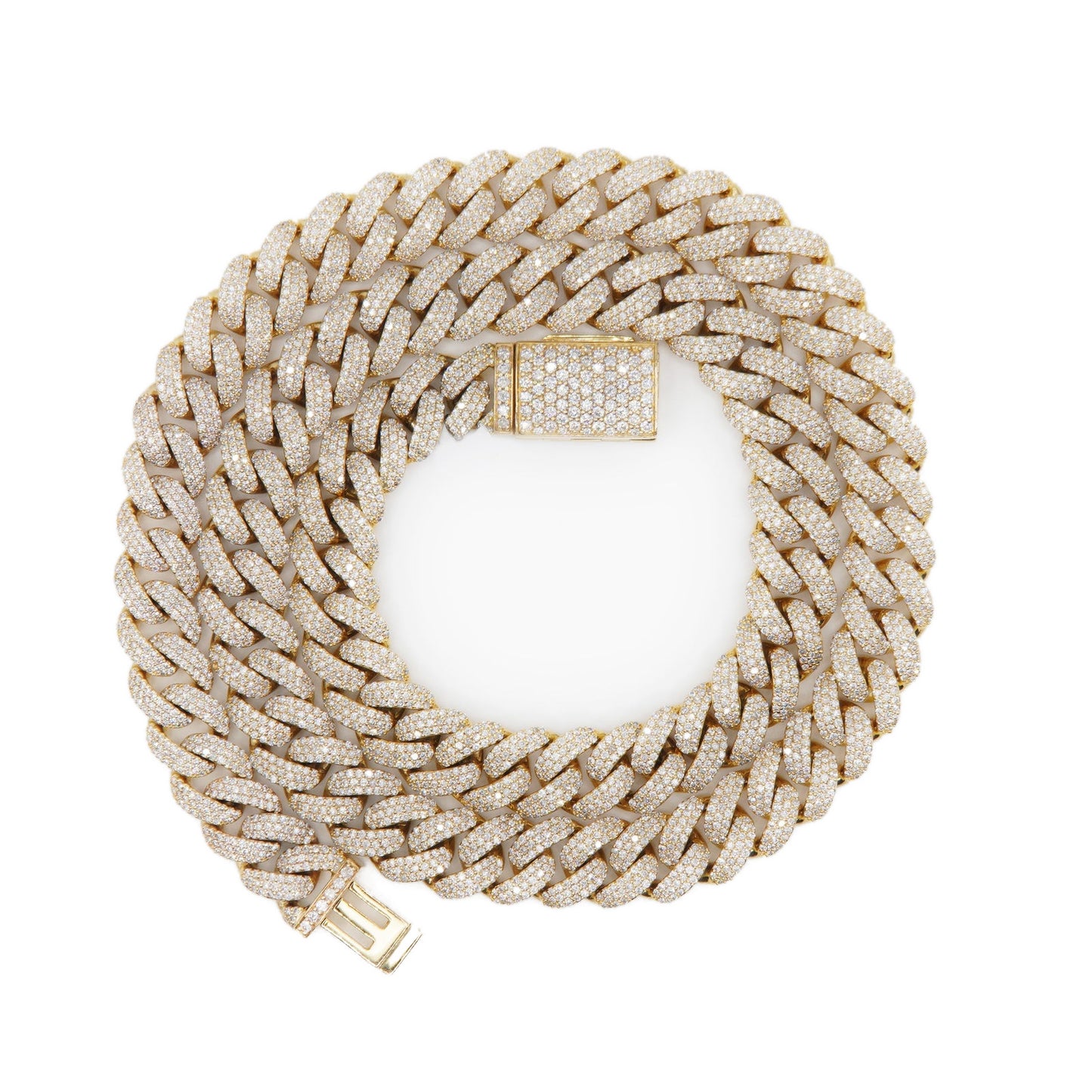 10k Solid Gold 11mm Lab Diamond Pave Cuban Chain