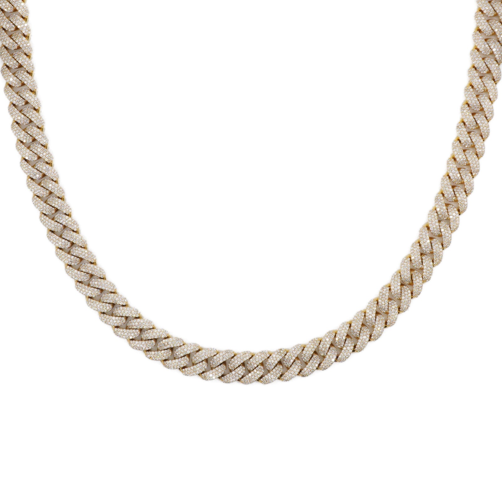 10k Solid Gold 11mm Lab Diamond Pave Cuban Chain