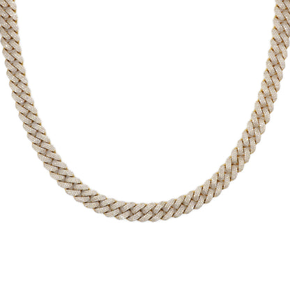 10k Solid Gold 11mm Lab Diamond Pave Cuban Chain