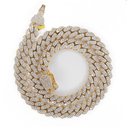 10k Solid Gold 12mm Lab Diamond Cuban Chain