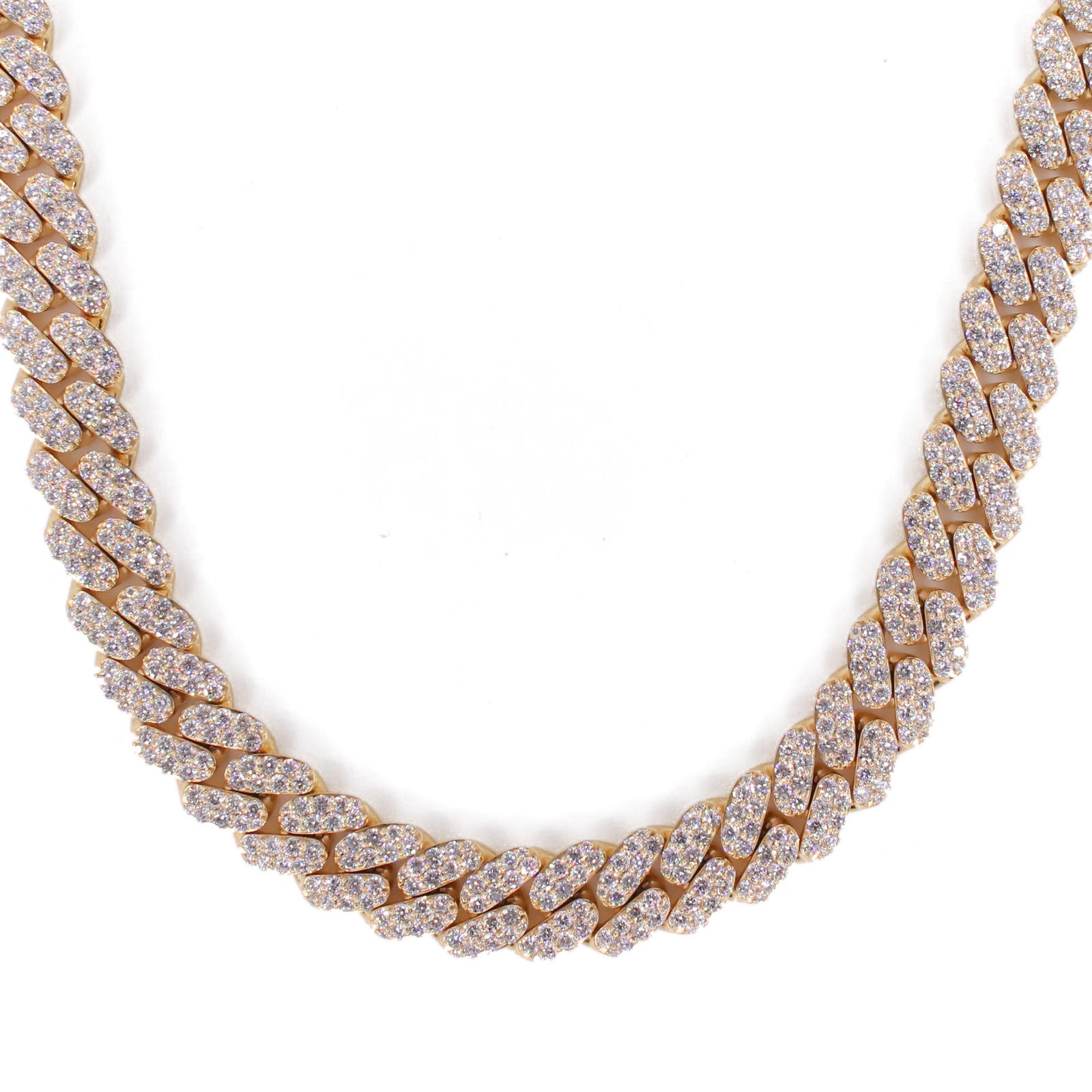 10k Solid Gold 12mm Lab Diamond Cuban Chain