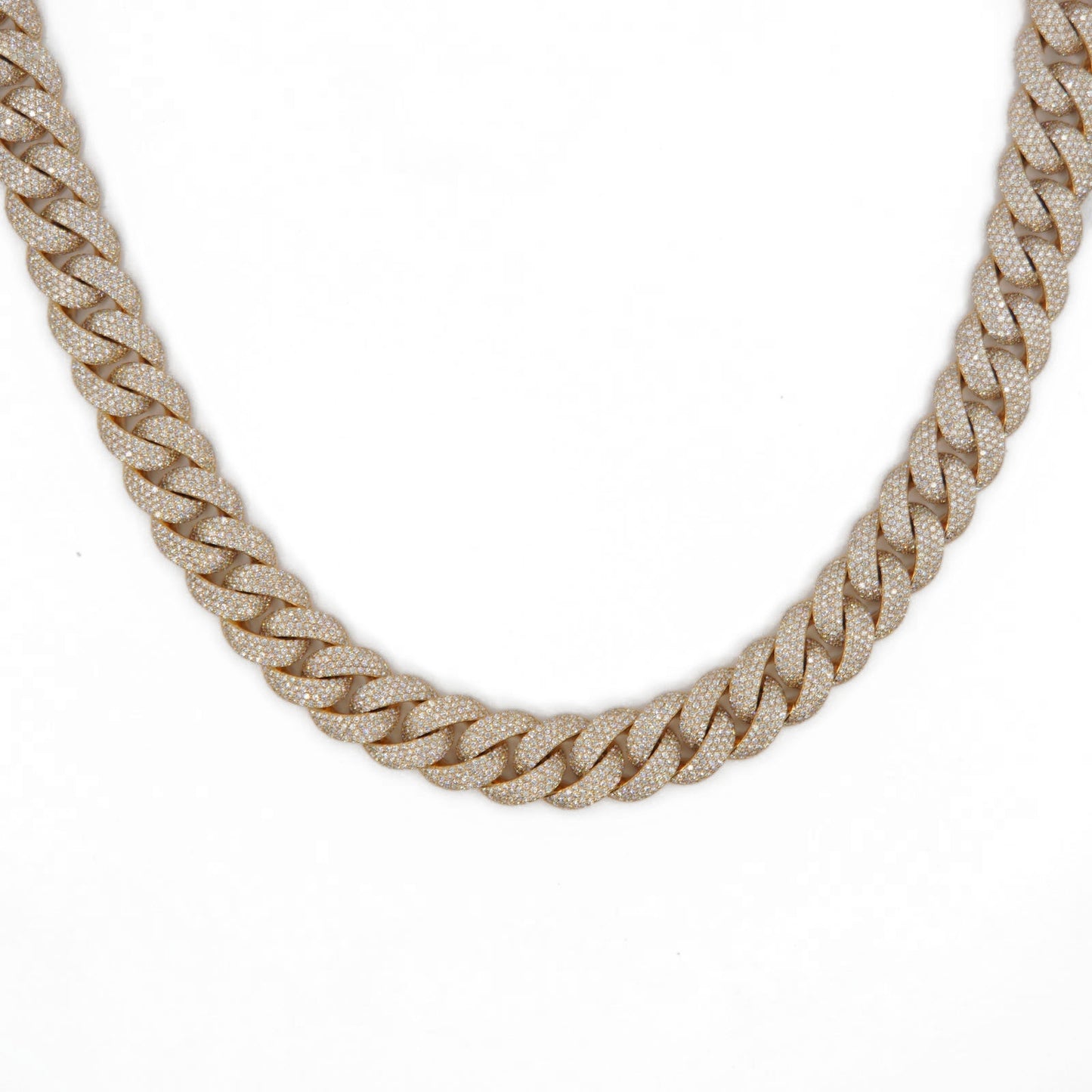 10k Solid Gold 15.5mm Lab Diamond Pave Cuban Chain