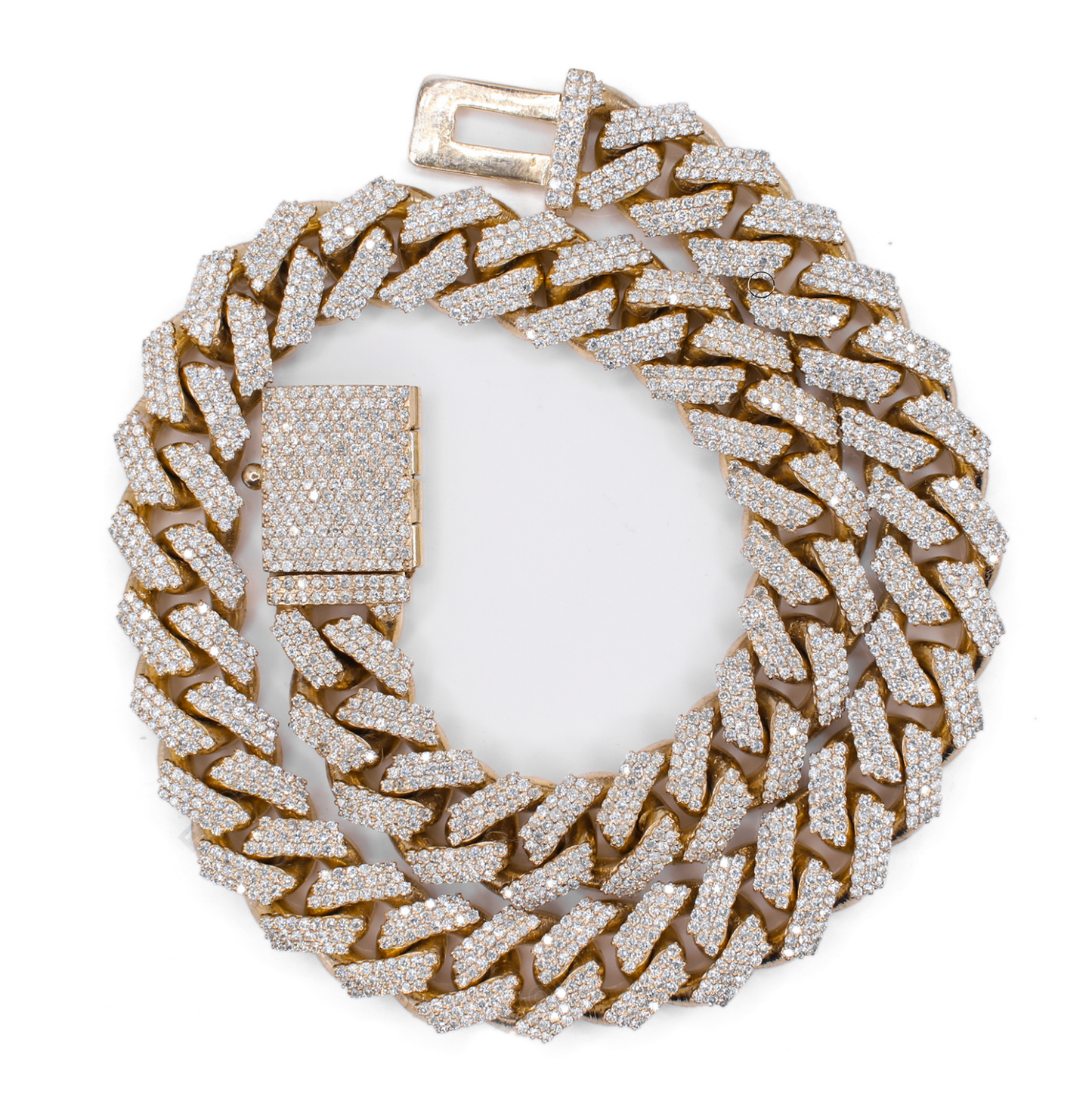 10k Solid Gold 15mm Lab Diamond Cuban Chain