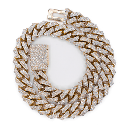 10k Solid Gold 15mm Lab Diamond Cuban Chain