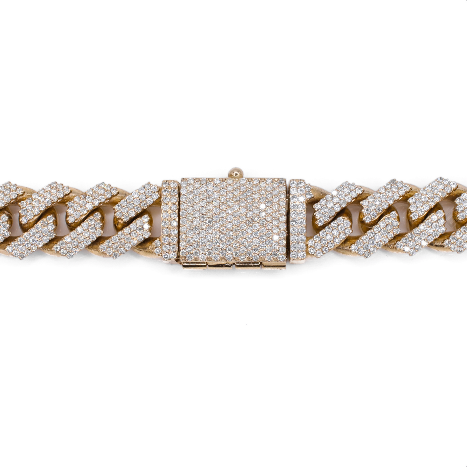 10k Solid Gold 15mm Lab Diamond Cuban Chain