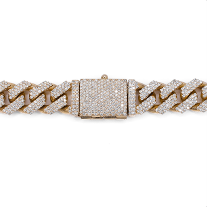 10k Solid Gold 15mm Lab Diamond Cuban Chain