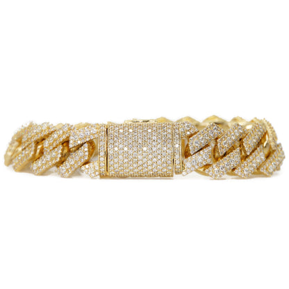 10k Solid Gold 20mm Lab Diamond Center Pointer Cuban Bracelet