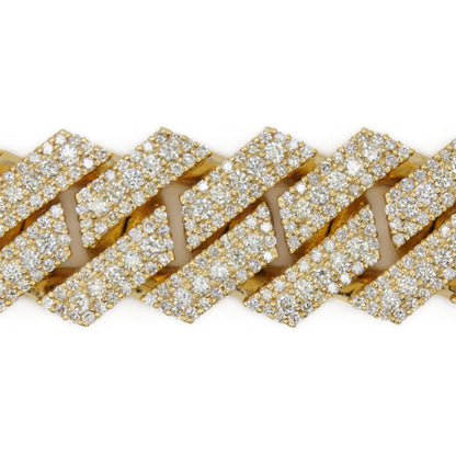 10k Solid Gold 20mm Lab Diamond Center Pointer Cuban Bracelet