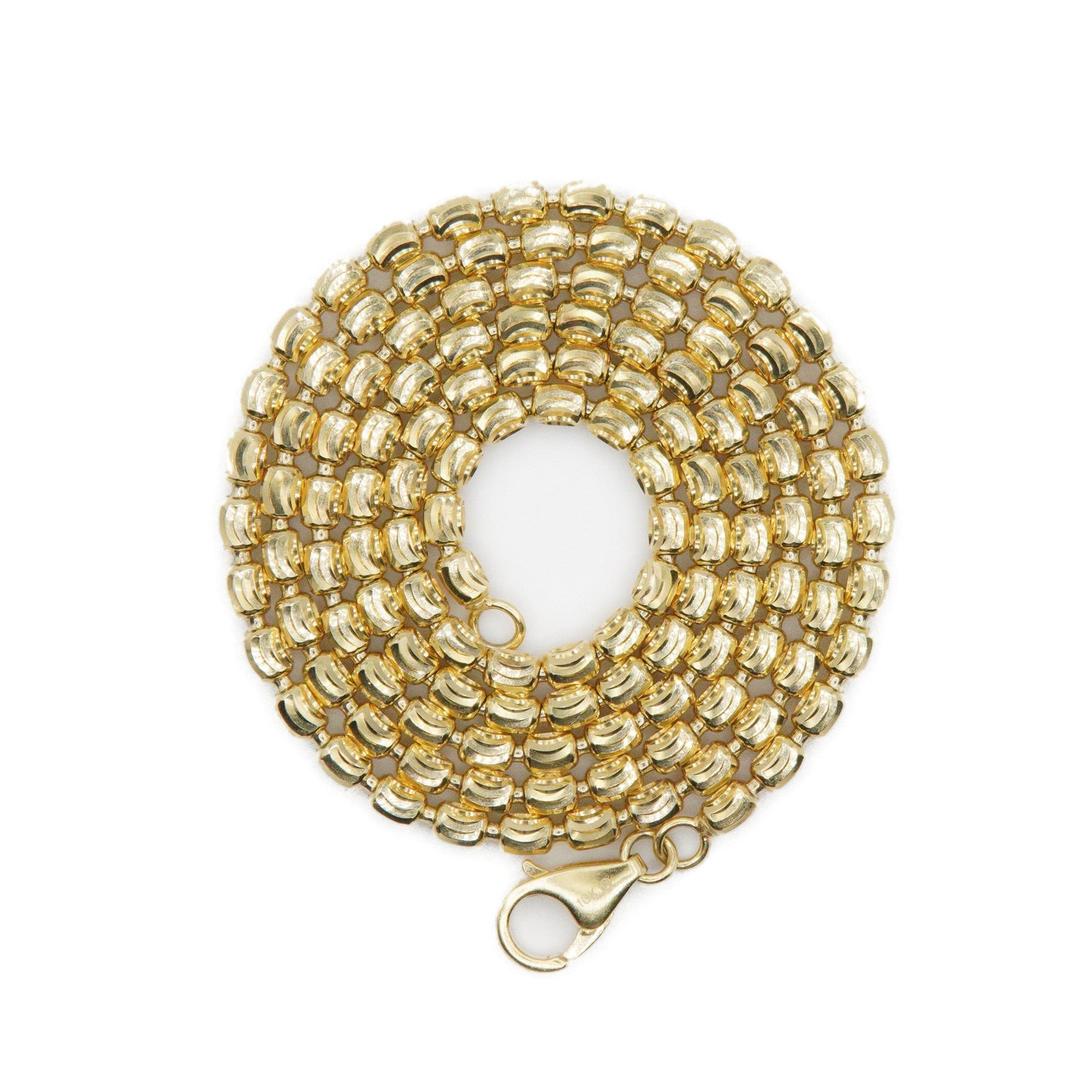 10k Solid Gold 3mm Barrel Moon Cut Chain