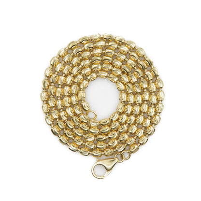 10k Solid Gold 3mm Barrel Moon Cut Chain