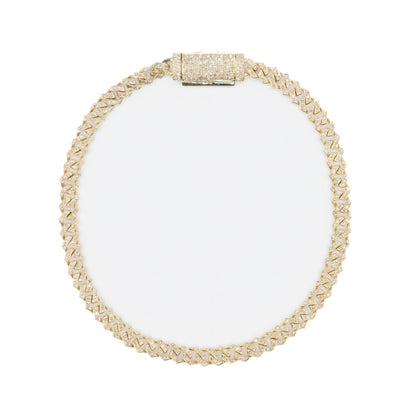 10k Solid Gold 4mm Lab Diamond Big Lock Cuban Bracelet