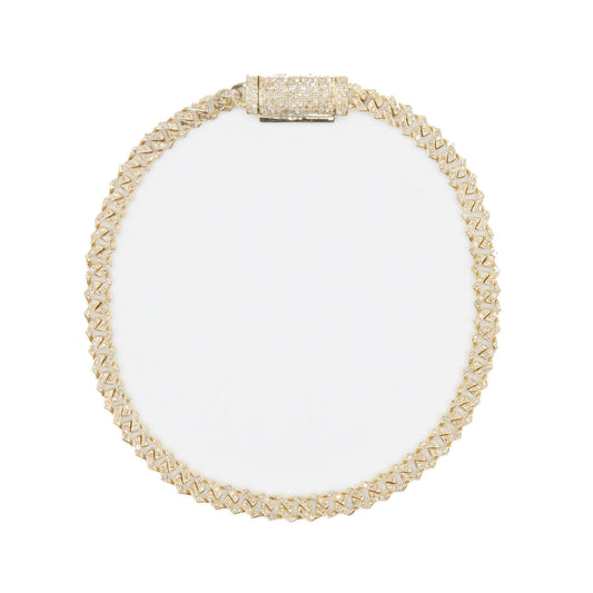 10k Solid Gold 4mm Lab Diamond Big Lock Cuban Bracelet