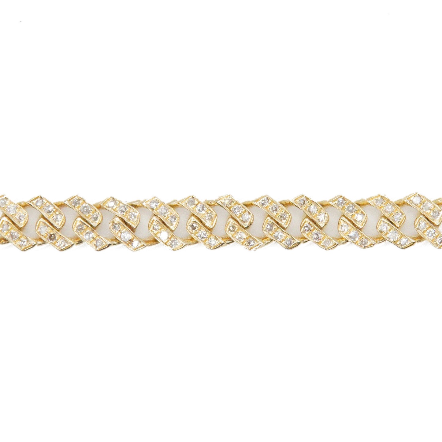 10k Solid Gold 4mm Lab Diamond Big Lock Cuban Bracelet
