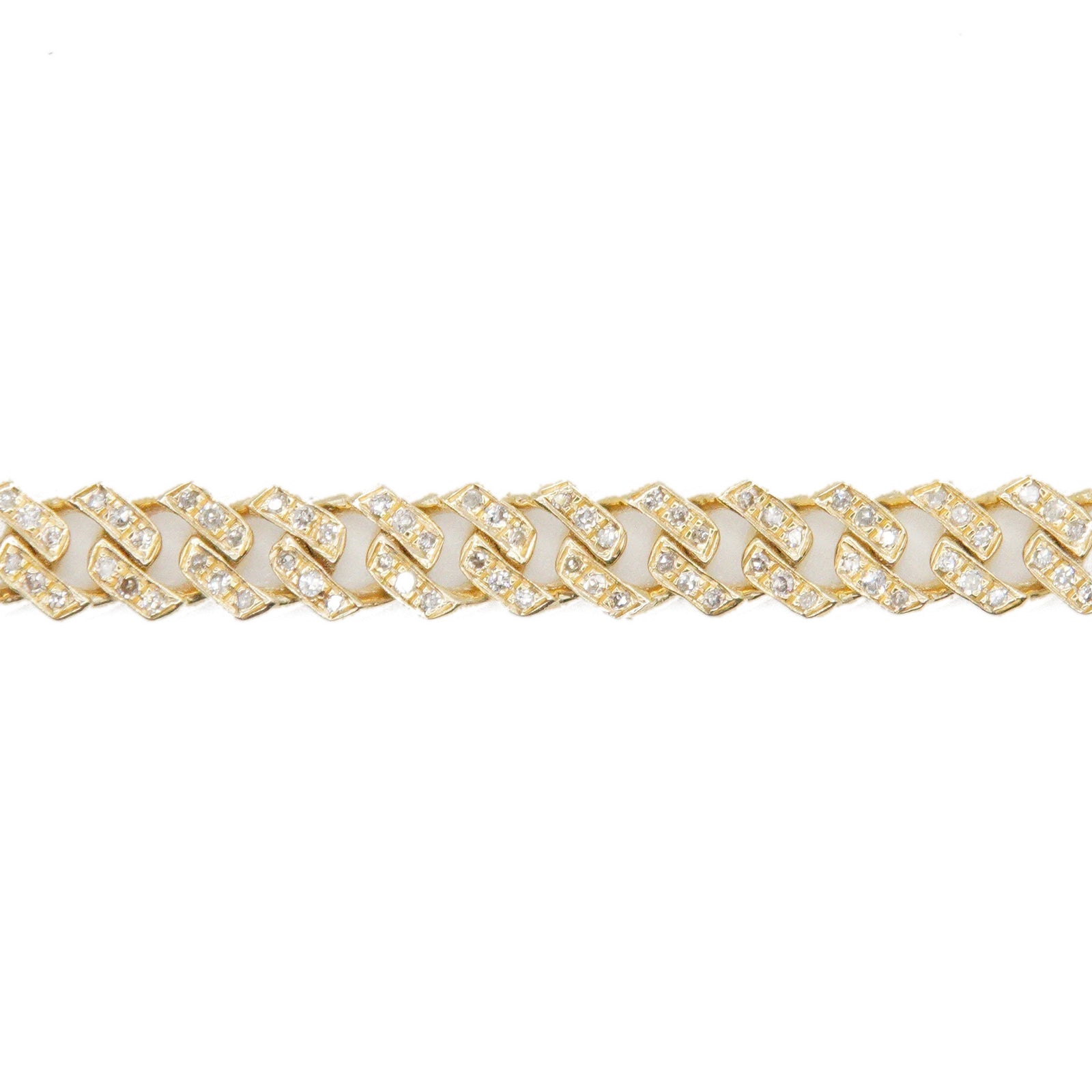 10k Solid Gold 4mm Lab Diamond Big Lock Cuban Bracelet
