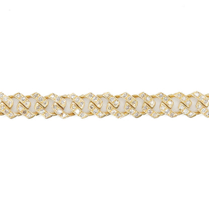 10k Solid Gold 4mm Lab Diamond Big Lock Cuban Bracelet