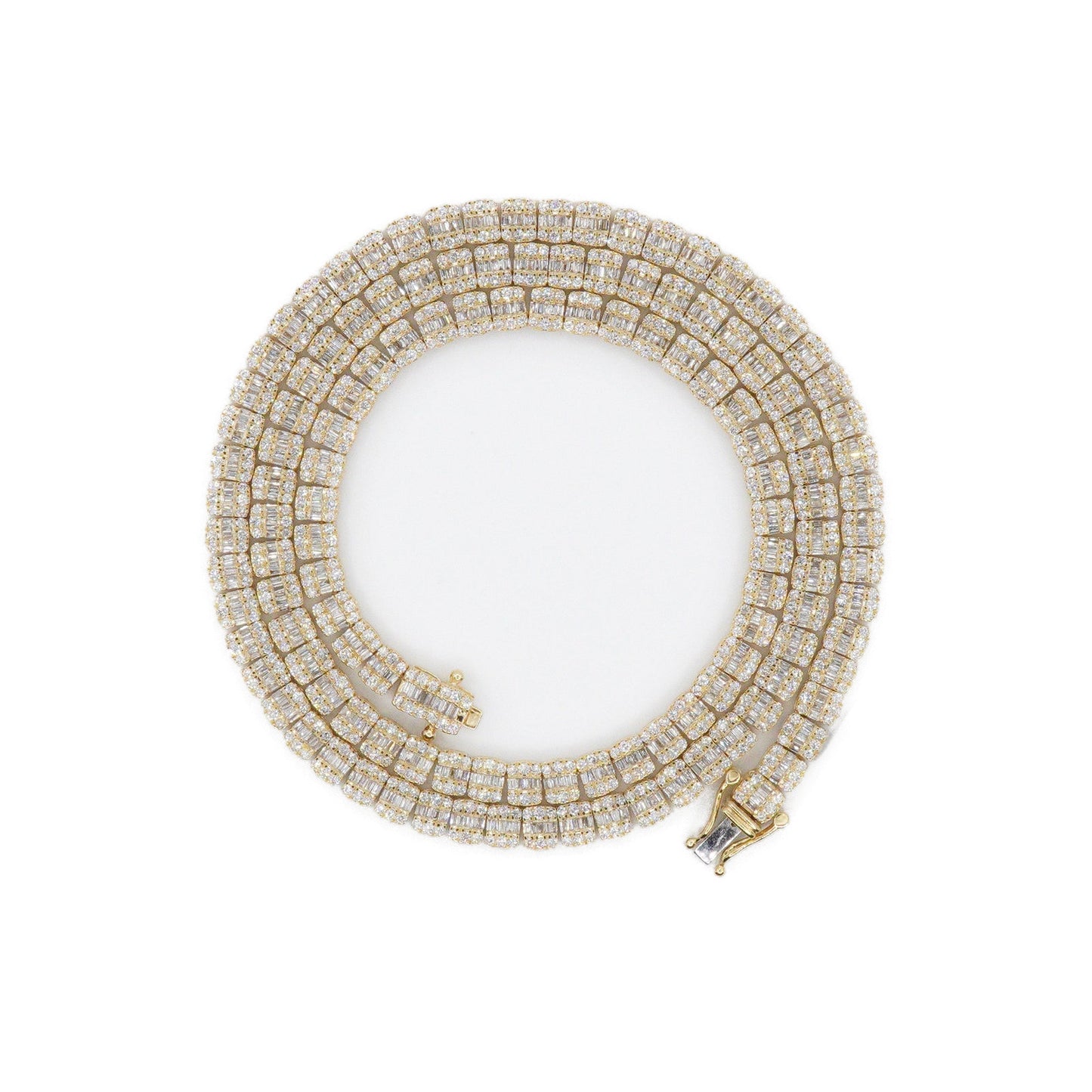 10k Solid Gold 5mm Lab Diamond Baguette Tennis Chain