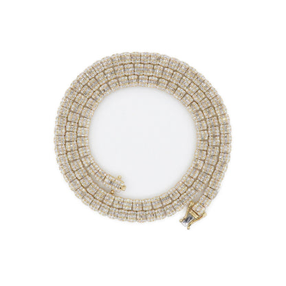 10k Solid Gold 5mm Lab Diamond Baguette Tennis Chain