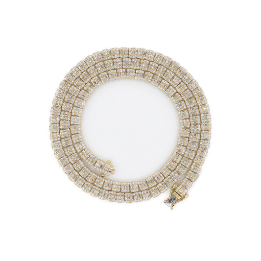 10k Solid Gold 5mm Lab Diamond Baguette Tennis Chain