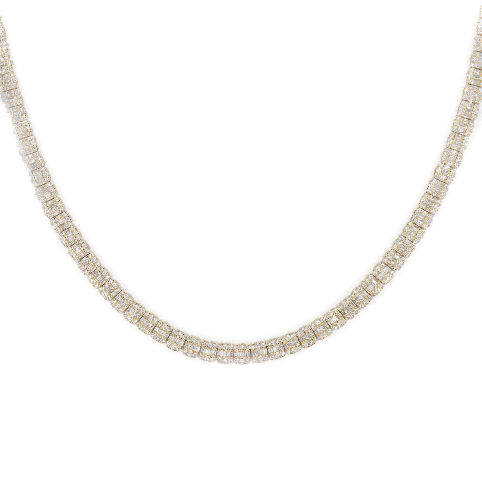 10k Solid Gold 5mm Lab Diamond Baguette Tennis Chain