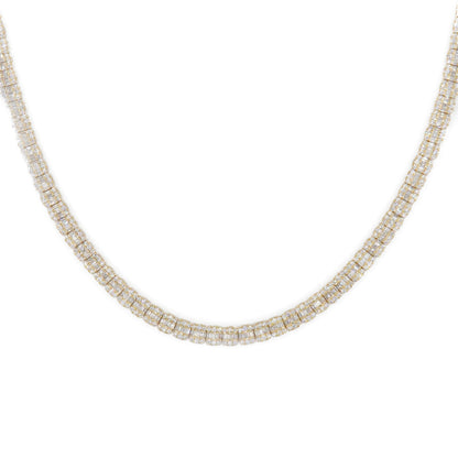 10k Solid Gold 5mm Lab Diamond Baguette Tennis Chain