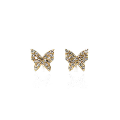 10k Solid Gold 6.5mm Lab Diamond Butterfly Earrings