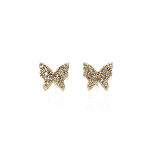 10k Solid Gold 6.5mm Lab Diamond Butterfly Earrings