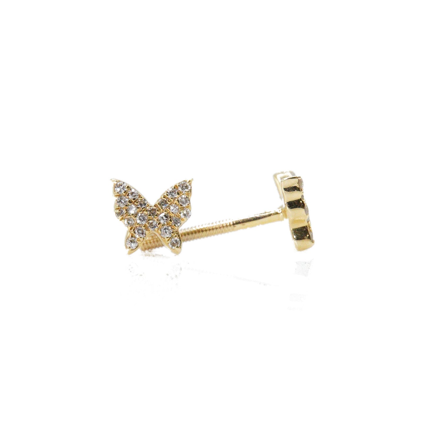 10k Solid Gold 6.5mm Lab Diamond Butterfly Earrings