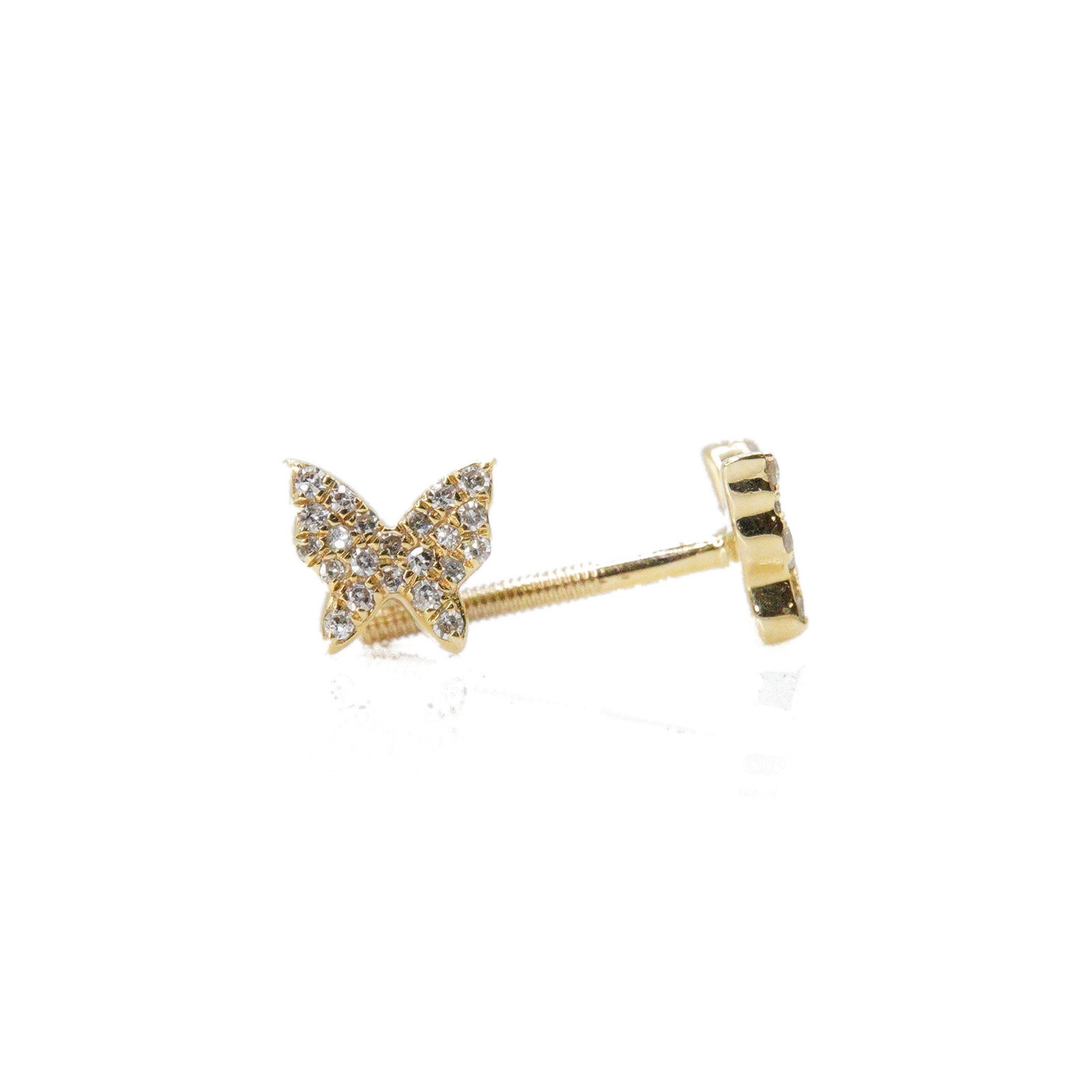 10k Solid Gold 6.5mm Lab Diamond Butterfly Earrings