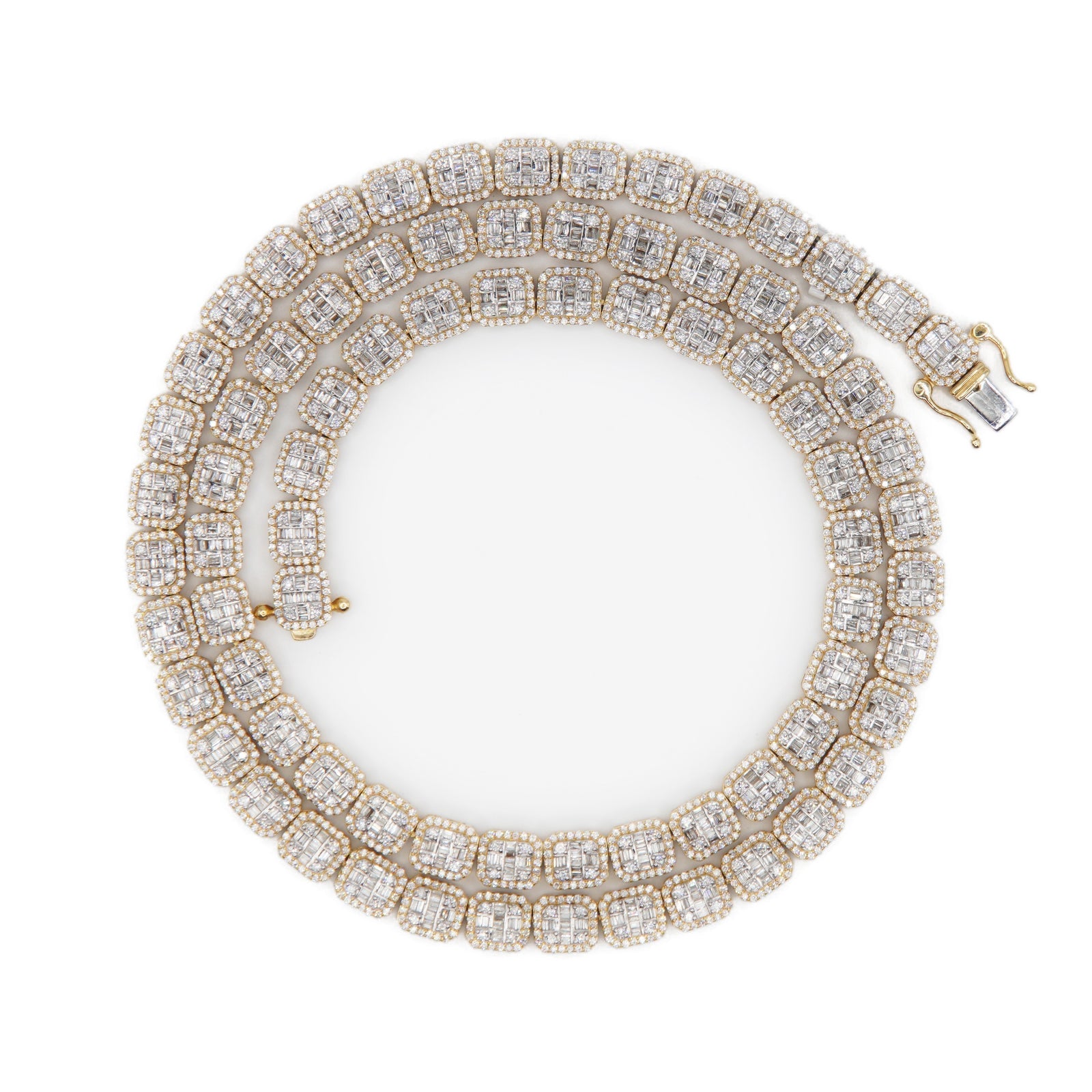 10k Solid Gold 6mm Lab Diamond Baguette Rectangle Tennis Chain