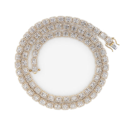 10k Solid Gold 6mm Lab Diamond Baguette Rectangle Tennis Chain