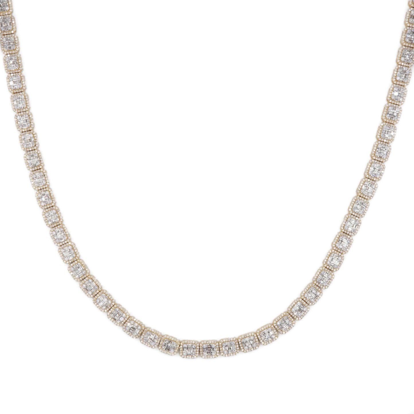 10k Solid Gold 6mm Lab Diamond Baguette Rectangle Tennis Chain