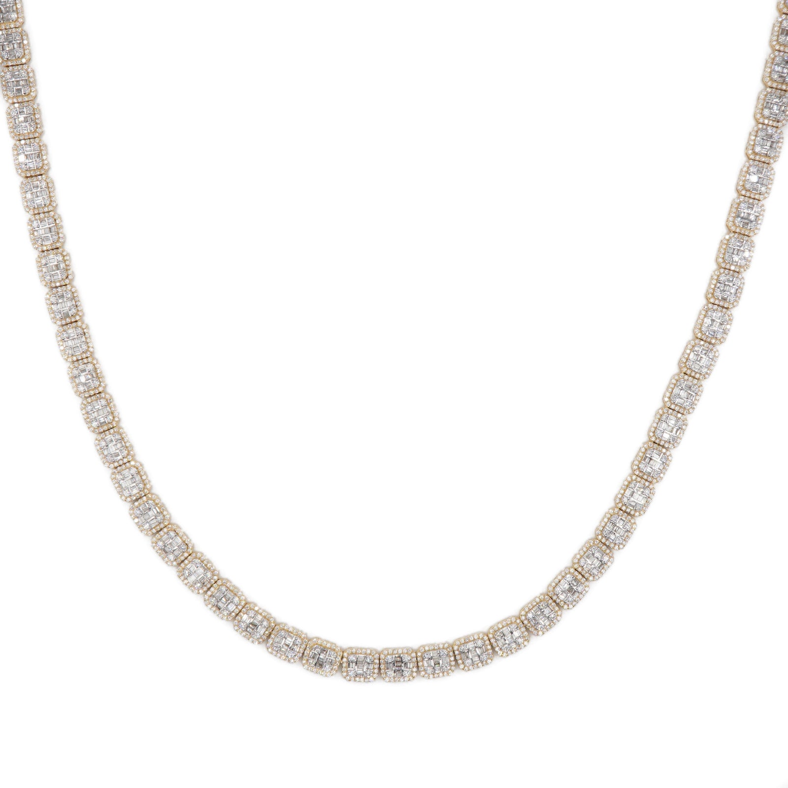 10k Solid Gold 6mm Lab Diamond Baguette Rectangle Tennis Chain
