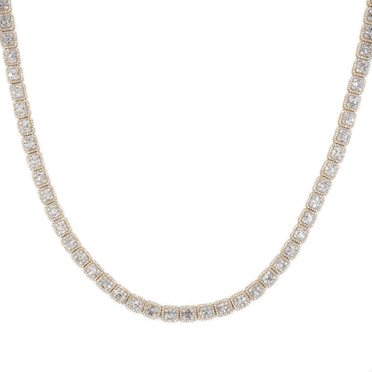 10k Solid Gold 6mm Lab Diamond Baguette Rectangle Tennis Chain