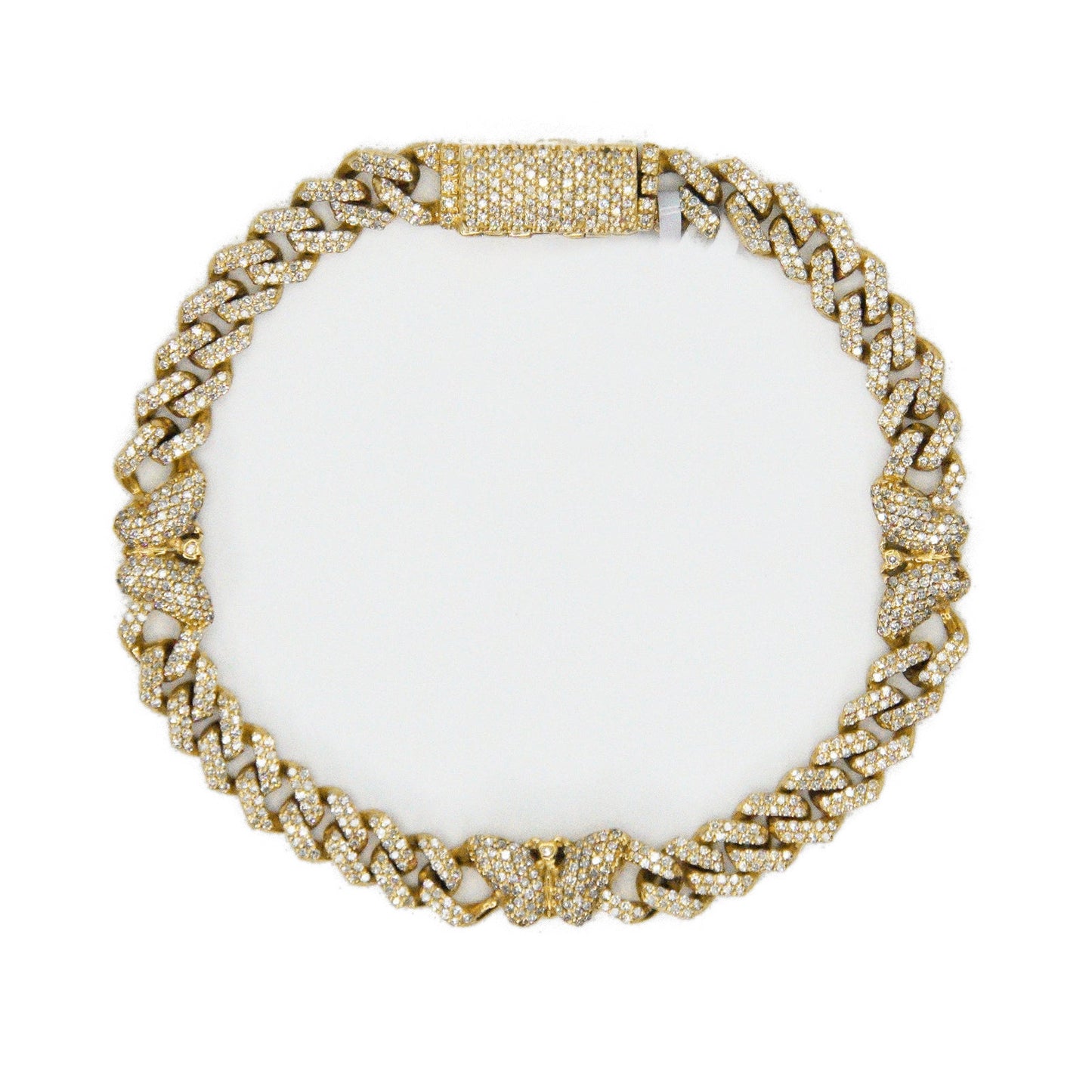 10k Solid Gold 7mm Lab Diamond Butterfly Cuban Link Bracelet
