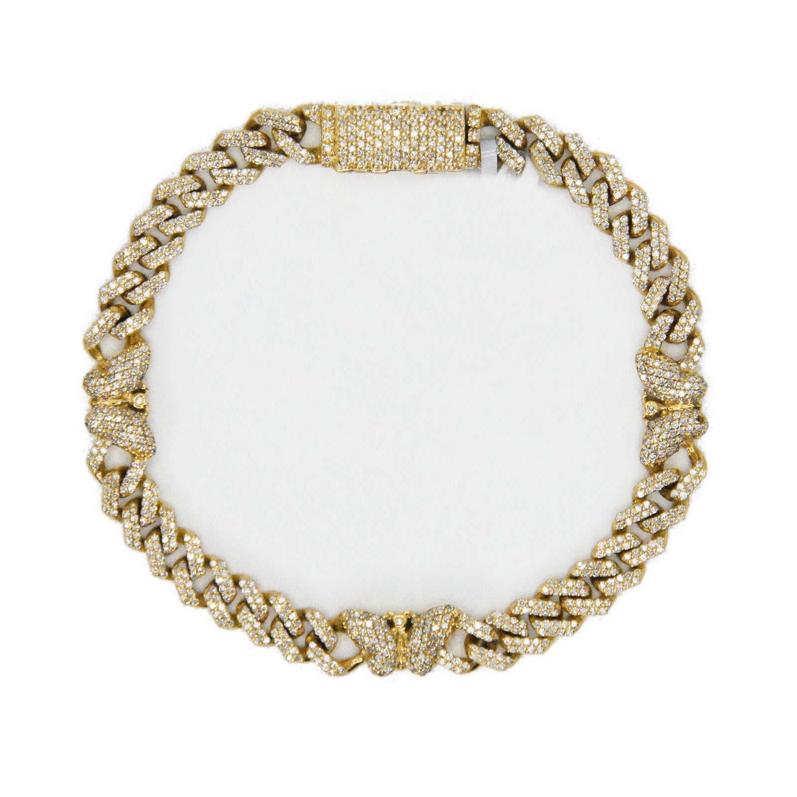 10k Solid Gold 7mm Lab Diamond Butterfly Cuban Link Bracelet