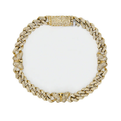 10k Solid Gold 7mm Lab Diamond Butterfly Cuban Link Bracelet
