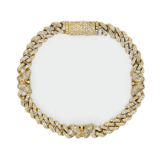 10k Solid Gold 7mm Lab Diamond Butterfly Cuban Link Bracelet