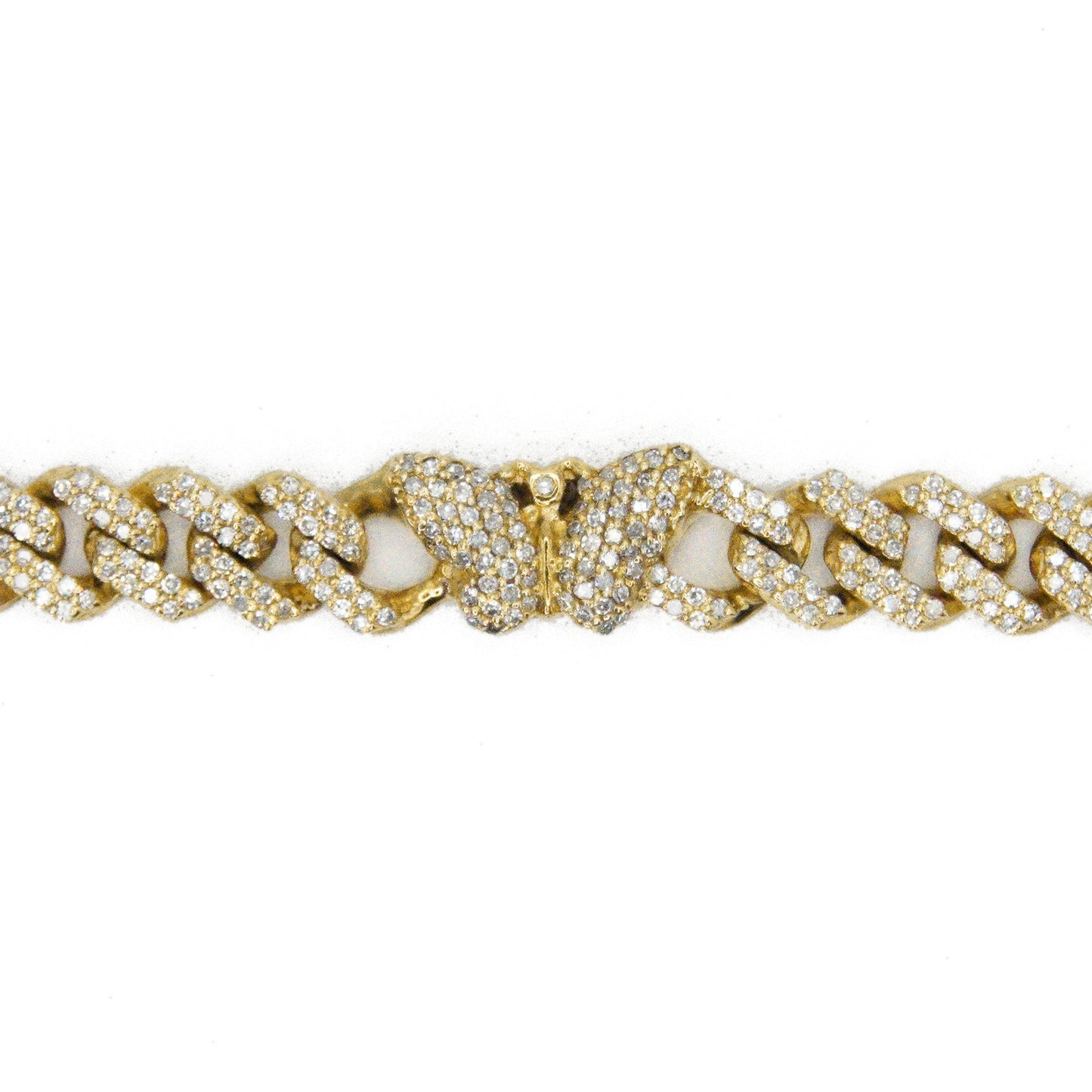 10k Solid Gold 7mm Lab Diamond Butterfly Cuban Link Bracelet